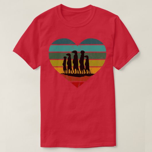 Ik hou van Meerkats retro hart T-shirt (Design voorkant)