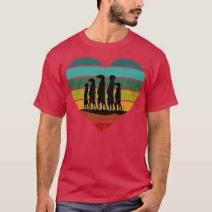 Ik hou van Meerkats retro hart T-shirt