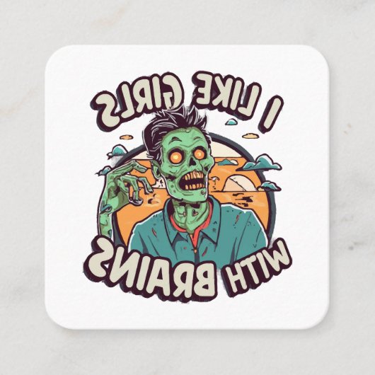 Ik hou van meisjes met hersenen vierkante visitekaartje (Voorkant)