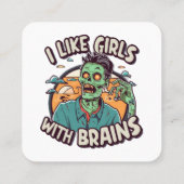 Ik hou van meisjes met hersenen vierkante visitekaartje (Achterkant)