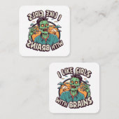 Ik hou van meisjes met hersenen vierkante visitekaartje (Voorkant / Achterkant)