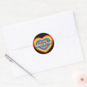 Ik hou van Melanie. Ik hou van je Melanie. Hart Ronde Sticker (Envelop)