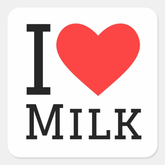 Ik hou van melk vierkante sticker (Voorkant)