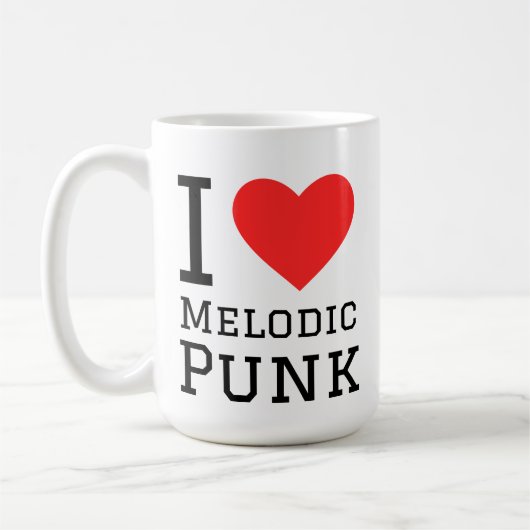 Ik hou van melodische punk vierkante sticker koffiemok (Links)
