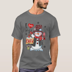 Ik hou van Memaw Snowman met kerstrood Pet T-shirt