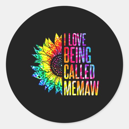 Ik hou van Memaw Sunflower Tie Dye Moeder Ronde Sticker (Voorkant)