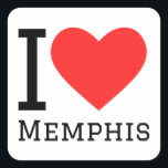 Ik hou van Memphis  Vierkante Sticker<br><div class="desc">Ik hou van Memphis ,  voor Tennessee-liefhebbers</div>