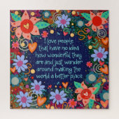 Ik hou van mensen citeren hart bloemen legpuzzel (Verticaal)