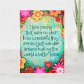 Ik hou van mensen  grillige bloemen vrolijk kaart (Voorkant)