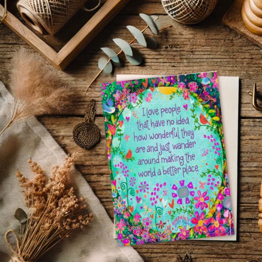 Ik hou van mensen  grillige bloemvogels Kaart