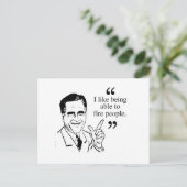 Ik hou van mensen kunnen ontslaan - Romney Quote Briefkaart (Staand voorkant)