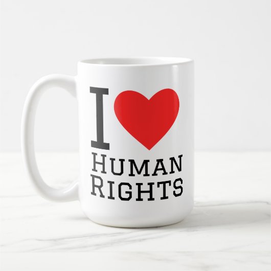 Ik hou van mensenrechten koffiemok (Links)