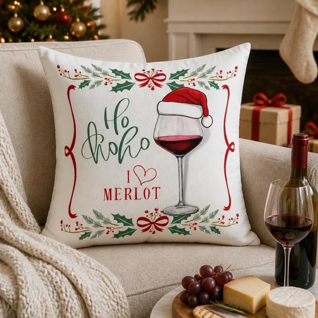 Ik hou van Merlot Kerstkussen Kussen (Creator heeft geüpload)