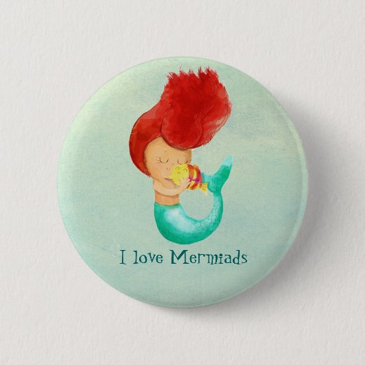 Ik hou van Mermaids Ronde Button 5,7 Cm (Voorkant)