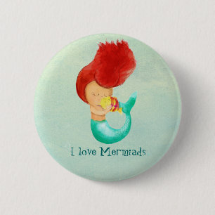 Ik hou van Mermaids Ronde Button 5,7 Cm