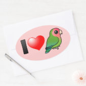 Ik hou van met perzik omgeven liefdesvogels ovale sticker (Envelop)