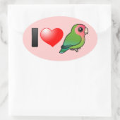 Ik hou van met perzik omgeven liefdesvogels ovale sticker (Tas)