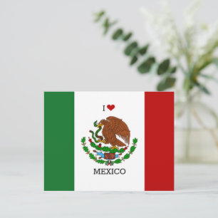 ik hou van mexico - mexicaanse vlag, feestdagenkaart