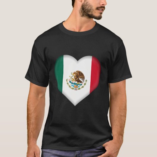 Ik hou van Mexico Mexicaanse vlag hart outfit T-shirt (Voorkant)