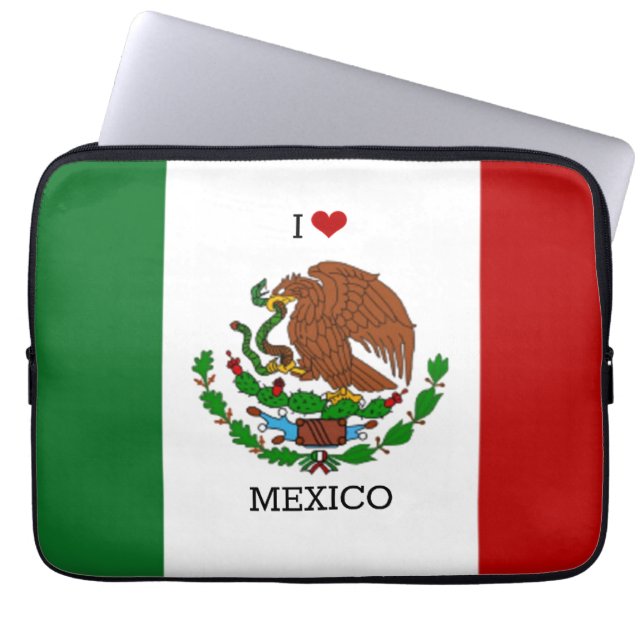 ik hou van mexico - mexicaanse vlag, laptop sleeve (Voorkant)