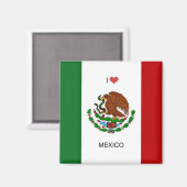 Ik hou van Mexico, Vlag van Mexico Magneet (Voorkant / Achterkant)