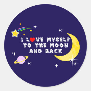 Ik hou van mezelf naar de maan en terug positieve ronde sticker