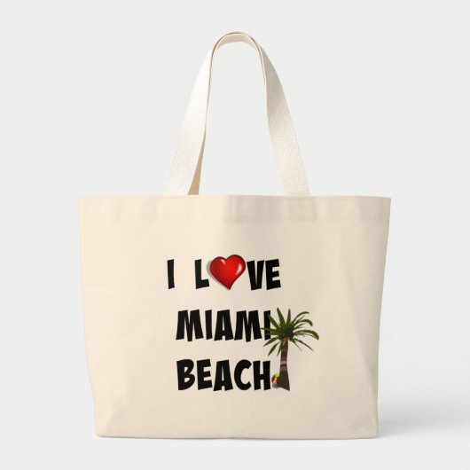 Ik hou van Miami Beach Grote Tote Bag (Voorkant)
