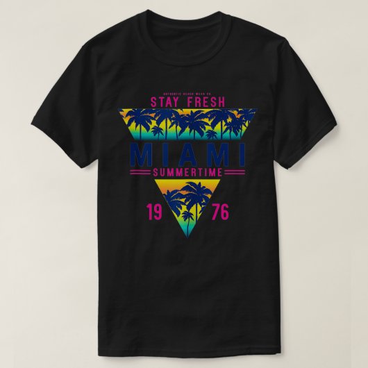 Ik hou van Miami Florida Cool Miami Beach Illustra T-shirt (Design voorkant)