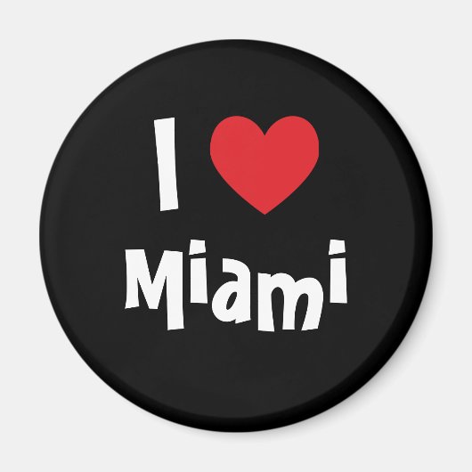Ik hou van Miami Red Heart White op zwart Magneet (Voorkant)