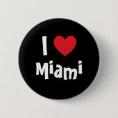 Ik hou van Miami Rode Hart Wit op Zwart Ronde Button 5,7 Cm (Voorkant)