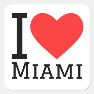 Ik hou van Miami Vierkante Sticker