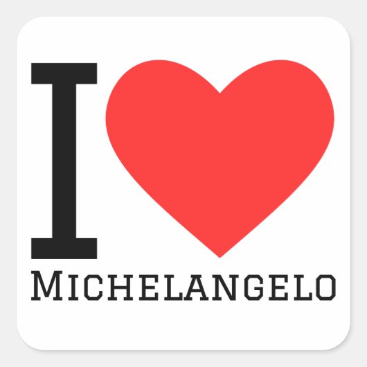 Ik hou van Michelangelo Vierkante Sticker (Voorkant)