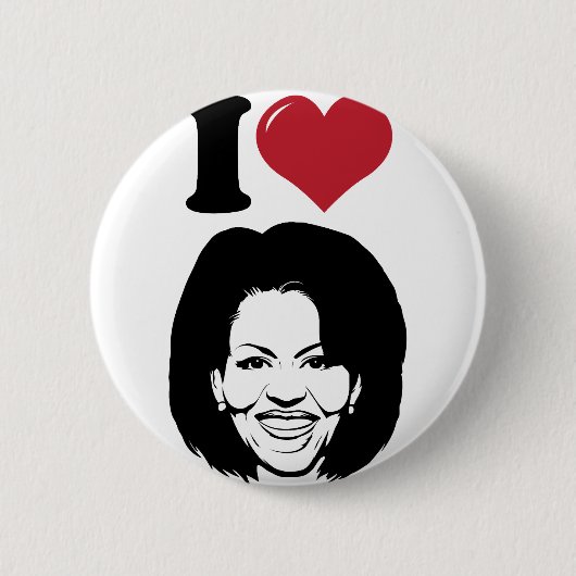 Ik hou van Michelle Obama Ronde Button 5,7 Cm (Voorkant)