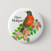 Ik hou van Michigan American Robin Ronde Button 5,7 Cm (Voorkant)