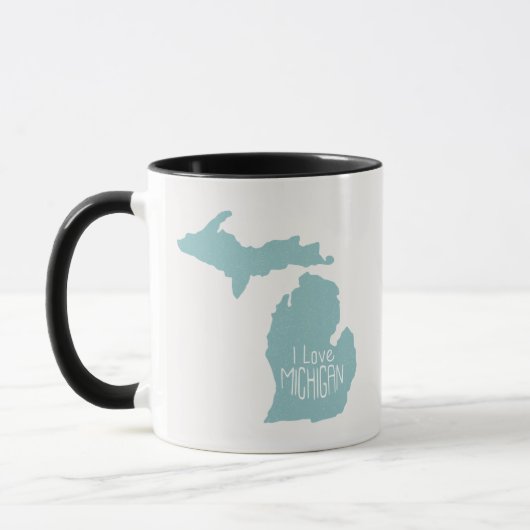 Ik hou van Michigan Blue Gray Mok (Links)