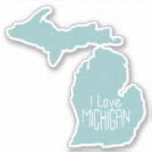 Ik hou van Michigan Blue Gray Sticker (Voorkant)
