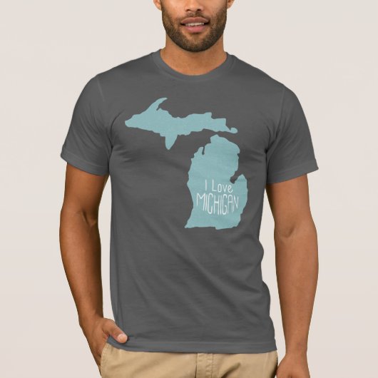 Ik hou van Michigan Blue Gray T-shirt (Voorkant)