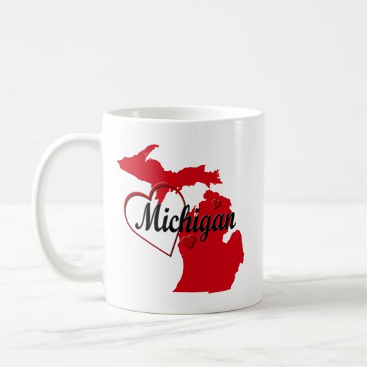 Ik hou van Michigan Hearts Map Koffiemok (Links)