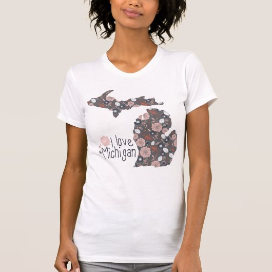 Ik hou van Michigan met bloemrijke vulling T-shirt (Voorkant)