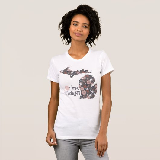 Ik hou van Michigan met bloemrijke vulling T-shirt (Voorkant volledig)