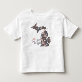 Ik hou van Michigan Playful Floral Pink Brown Blac Kinder Shirts