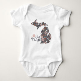 Ik hou van Michigan Playful Floral Pink Brown Blac Romper