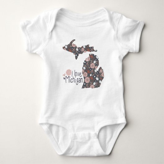 Ik hou van Michigan Playful Floral Pink Brown Blac Romper (Voorkant)