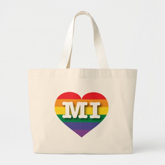 Ik hou van Michigan Rainbow Heart Grote Tote Bag (Voorkant)