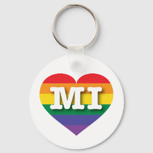 Ik hou van Michigan Rainbow Heart Sleutelhanger