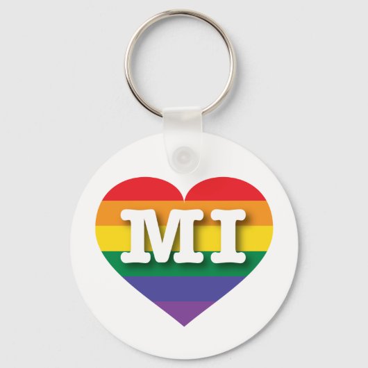 Ik hou van Michigan Rainbow Heart Sleutelhanger (Voorkant)