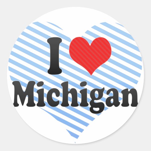 Ik hou van Michigan Ronde Sticker (Voorkant)