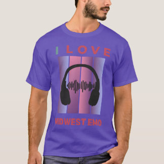 Ik hou van Midwest Emo Emo-muziek liefhebber cadea T-shirt