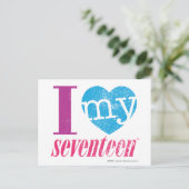 Ik hou van mijn 17 Aqua Briefkaart (Staand voorkant)