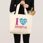Ik hou van mijn 17 Aqua Grote Tote Bag (Voorkant (product))